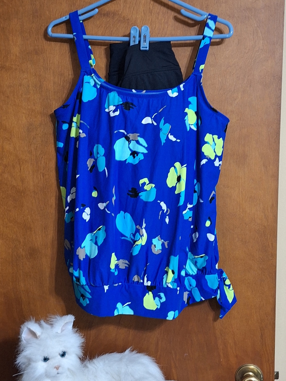 Beach House Royal Blue Floral Tie-Side Tank